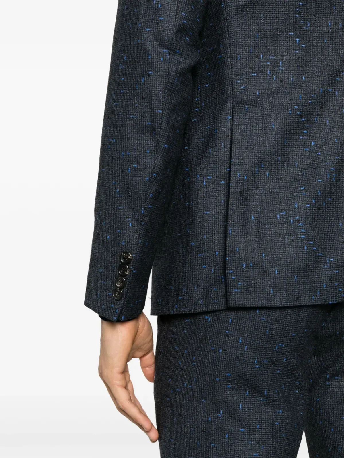 Emporio Armani 斑点入りのシングルブレストスーツ（ブルー） - 画像5