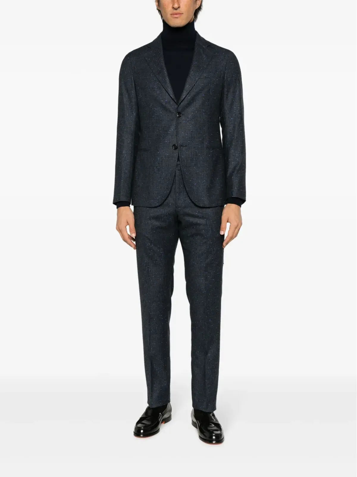 Emporio Armani 斑点入りのシングルブレストスーツ（ブルー） - 画像2