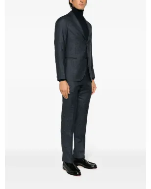 Emporio Armani 斑点入りのシングルブレストスーツ（ブルー） - サムネイル3