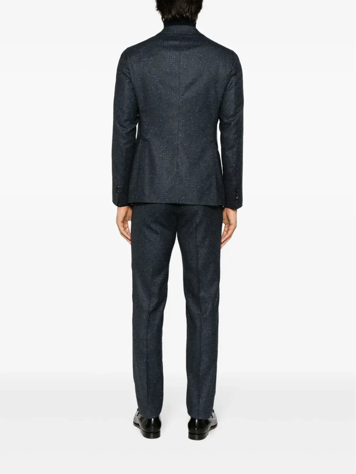 Emporio Armani 斑点入りのシングルブレストスーツ（ブルー） - 画像4