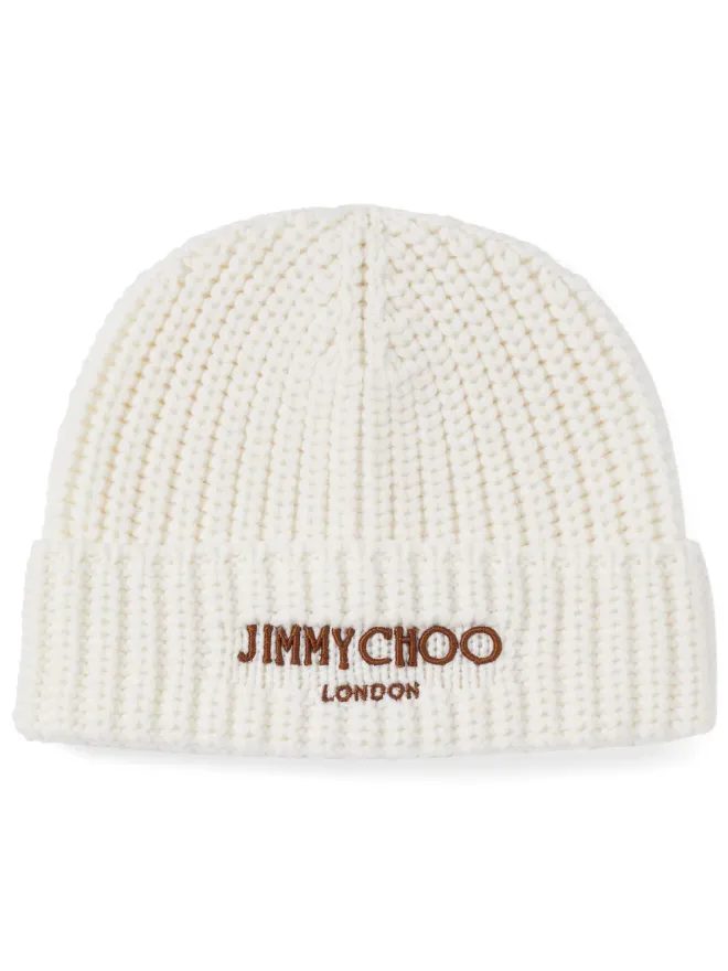 Jimmy Choo Jimmy Choo ロゴ刺繍リブ編みニットビーニーの商品画像
