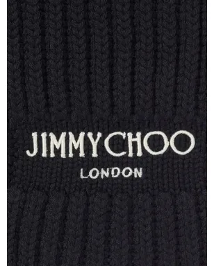 Jimmy Choo ロゴ刺繍入りボリュームニットスカーフ - ブラック - サムネイル2