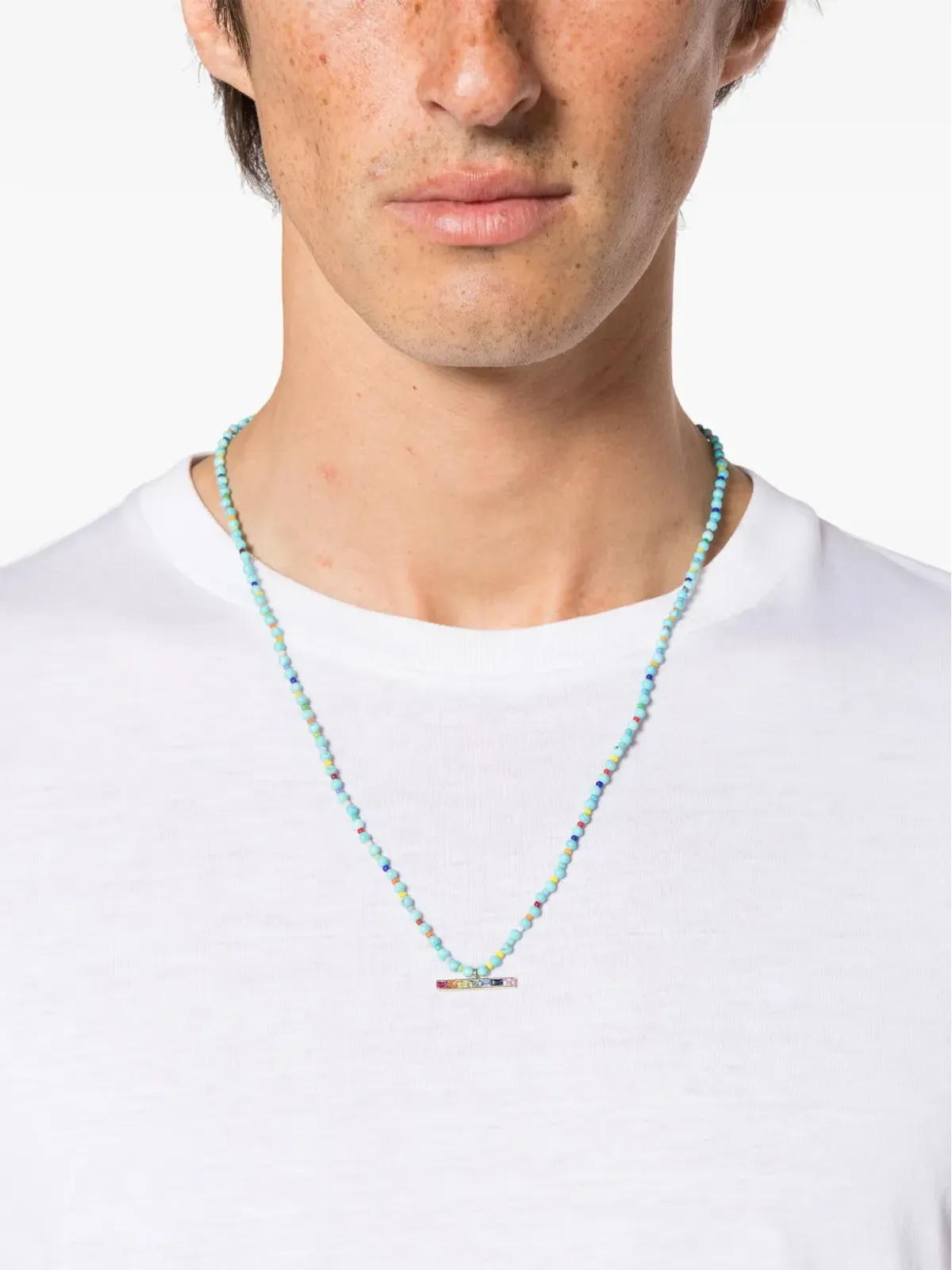 LUIS MORAIS 14kt イエローゴールド T-bar ビーズ ネックレス - 画像2