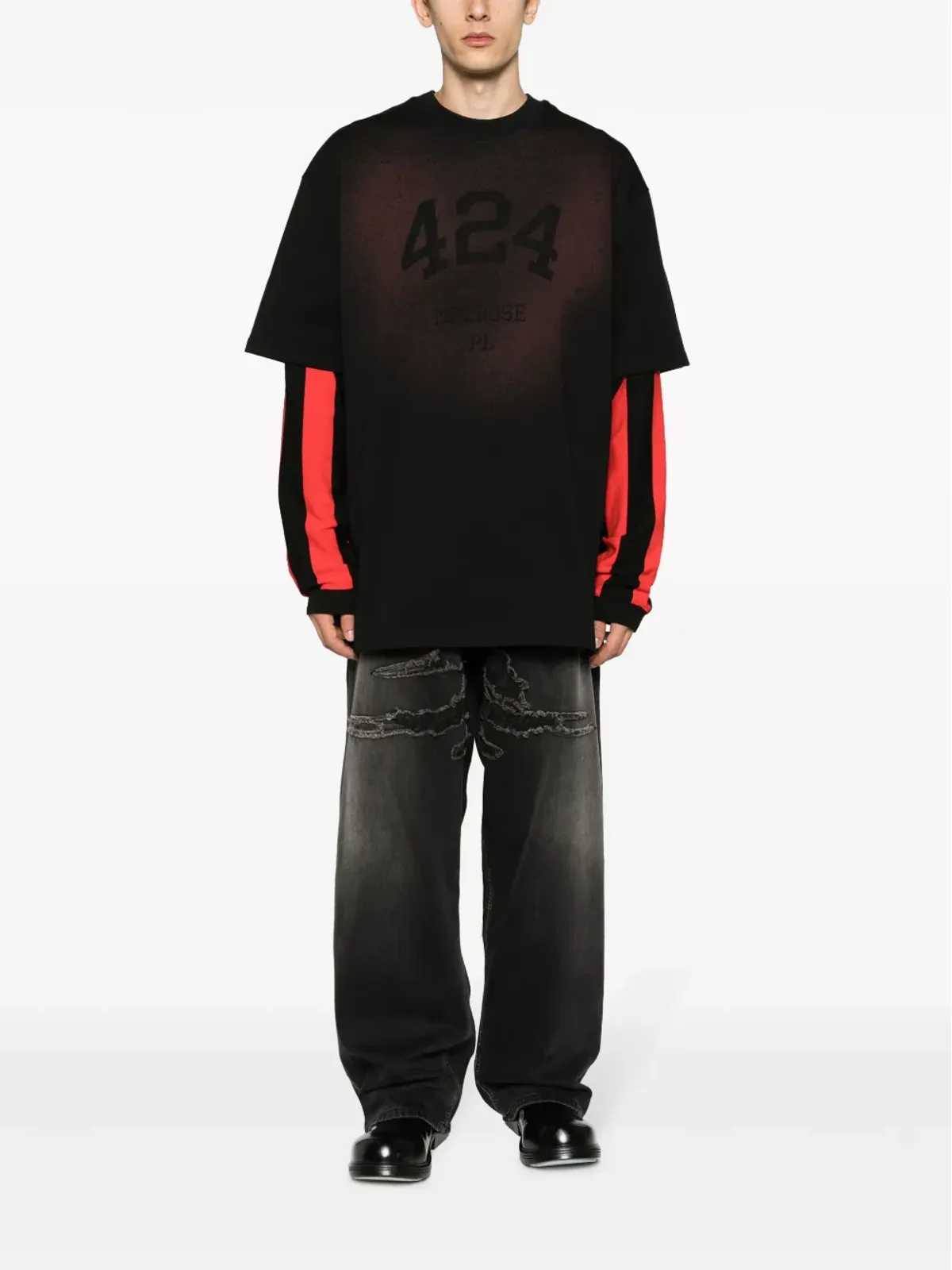 424 ロゴプリント・フェードド コットン Tシャツ - 画像2