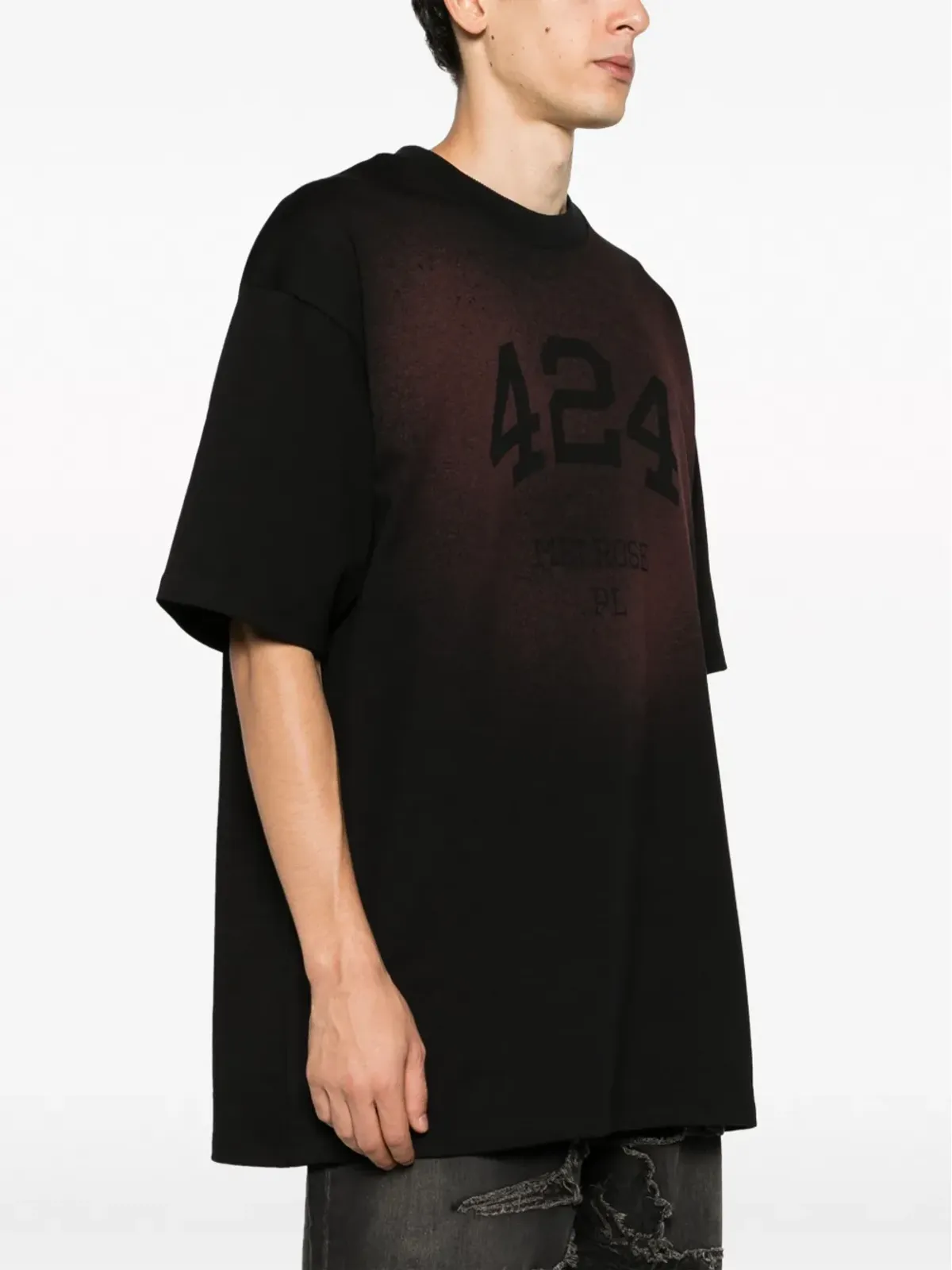 424 ロゴプリント・フェードド コットン Tシャツ - 画像3