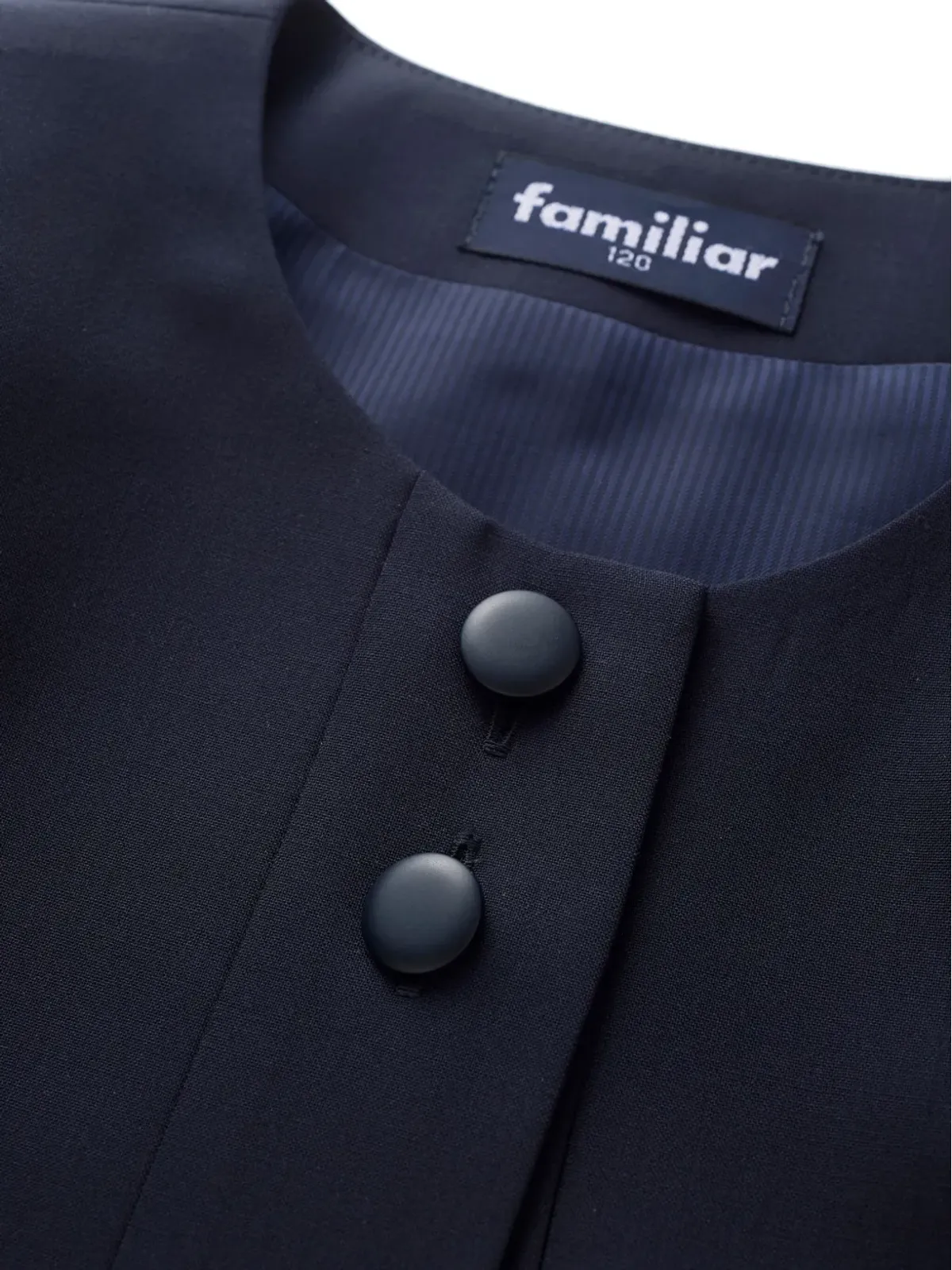 familiar ネイビー ウール クロップド ブレザー - 画像3