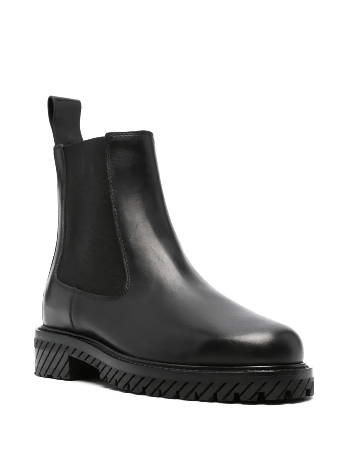 Off-White ラウンドトゥ レザー アンクルブーツ - ブラック - 画像2