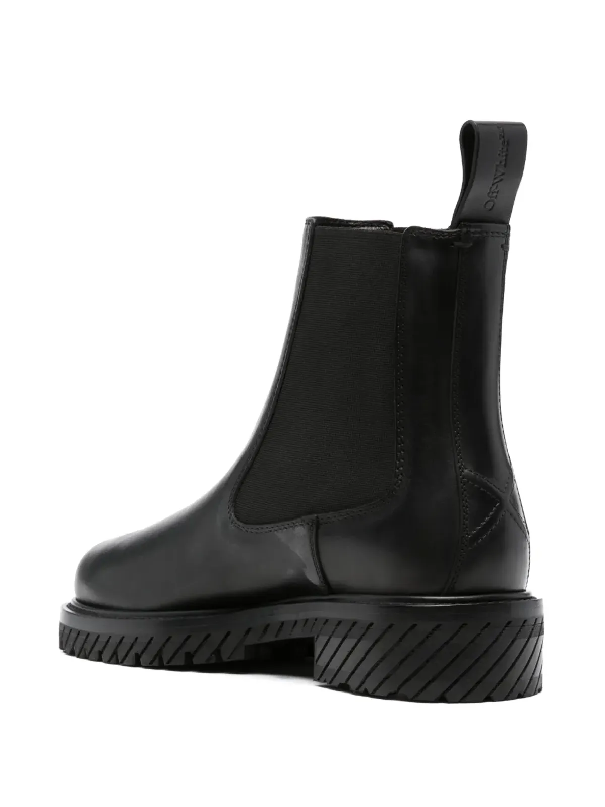 Off-White ラウンドトゥ レザー アンクルブーツ - ブラック - 画像3