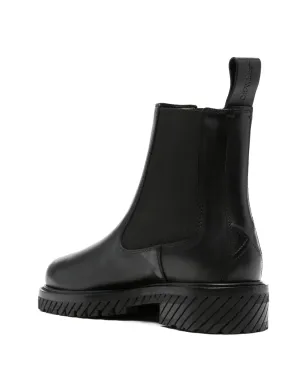 Off-White ラウンドトゥ レザー アンクルブーツ - ブラック - サムネイル3