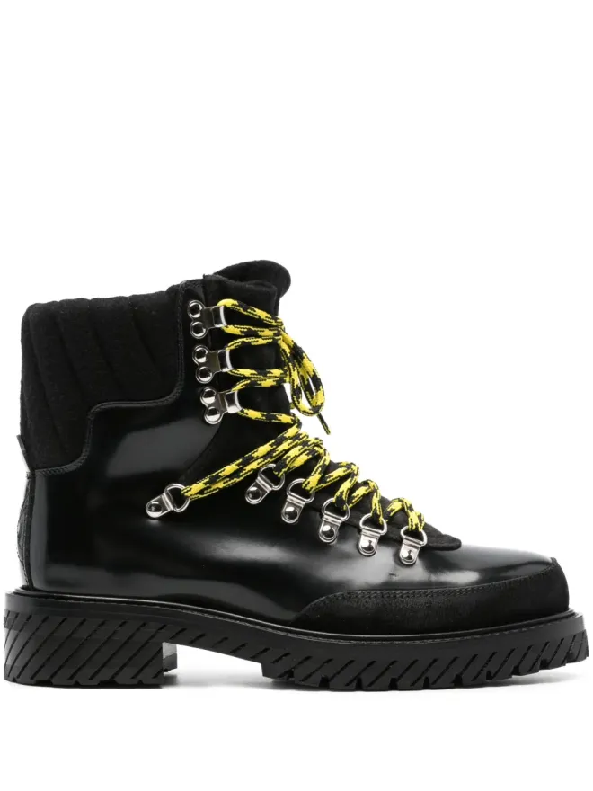 OFF-WHITE Off-White パテントレザー アンクルブーツ - ブラックの商品画像