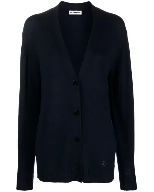 Jil Sander Vネック細編みニットカーディガン - ブルー - サムネイル1