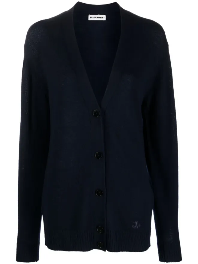 Jil Sander Jil Sander Vネック細編みニットカーディガン - ブルーの商品画像