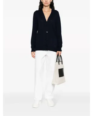 Jil Sander Vネック細編みニットカーディガン - ブルー - サムネイル2