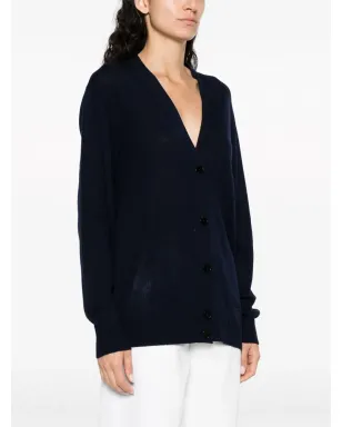 Jil Sander Vネック細編みニットカーディガン - ブルー - サムネイル3