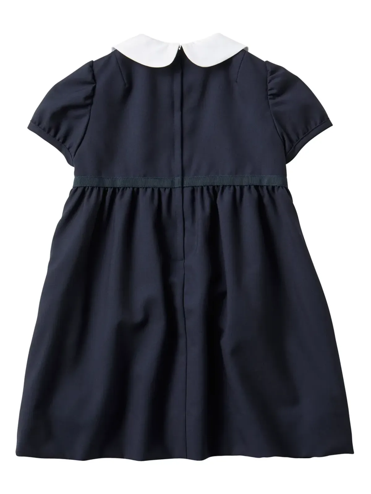 familiar motif-embroidered wool midi dress - Blue - 画像2