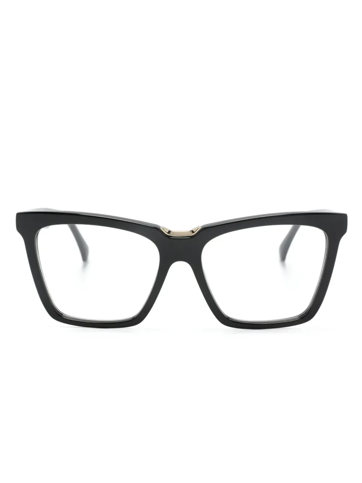 Max Mara Eyewear ロゴプリント レクタングルフレーム眼鏡 ブラック - 画像1