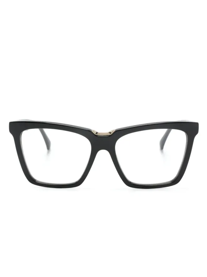 Max Mara Eyewear Max Mara Eyewear ロゴプリント レクタングルフレーム眼鏡 ブラックの商品画像
