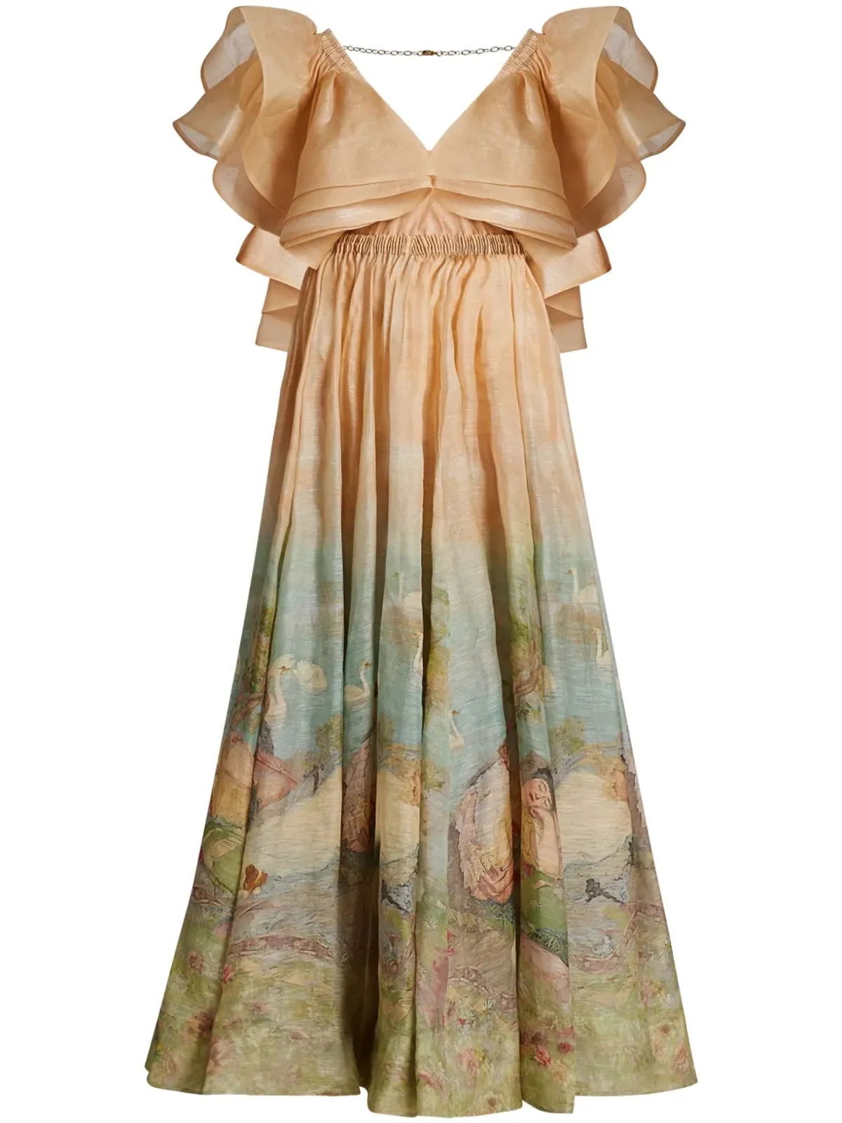 ZIMMERMANN リリカル・エンドルミーズ柄シルクガウン - 画像1