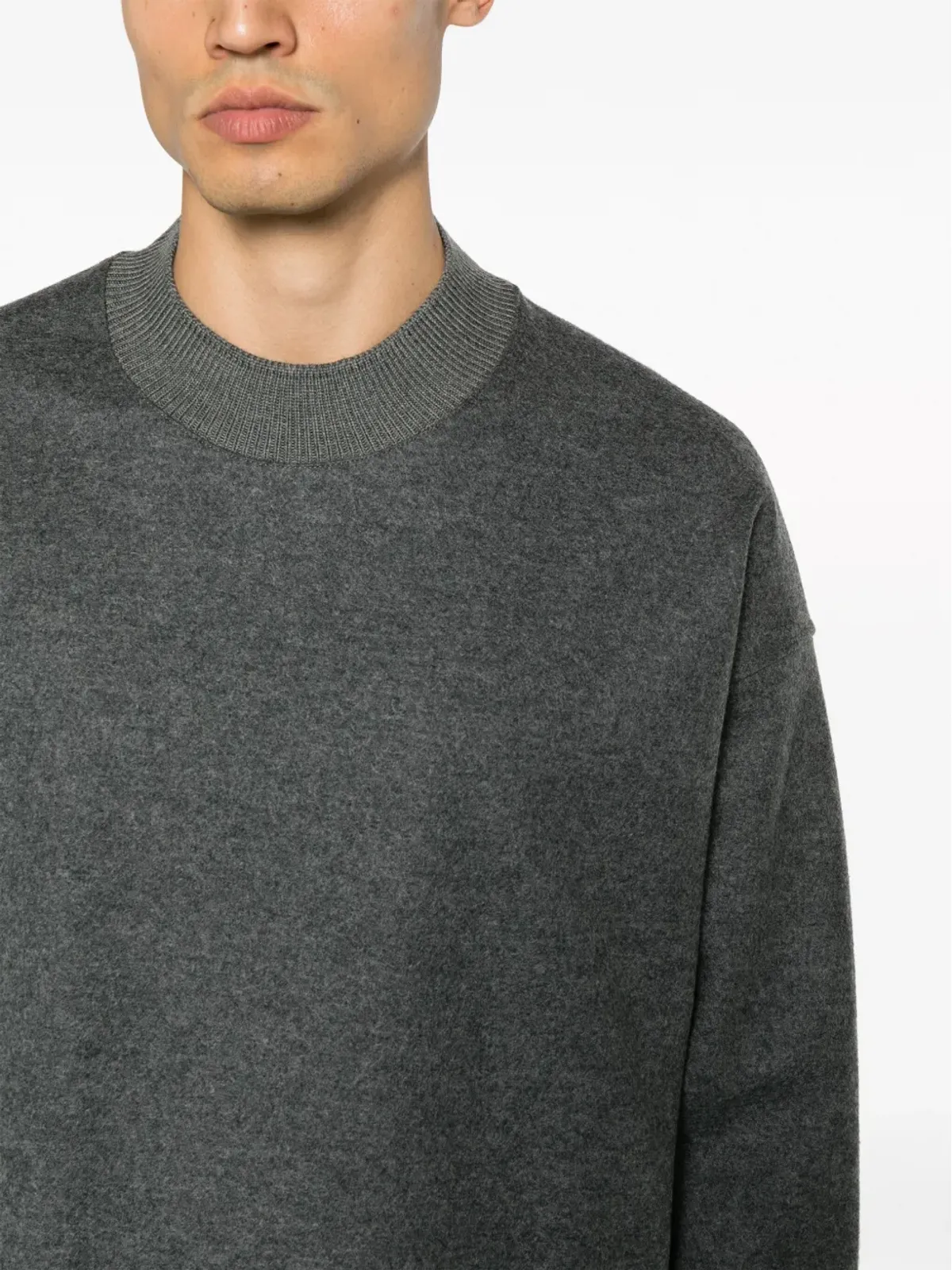 Jil Sander クルーネック フェルテッドウール ニットセーター グレー - 画像5
