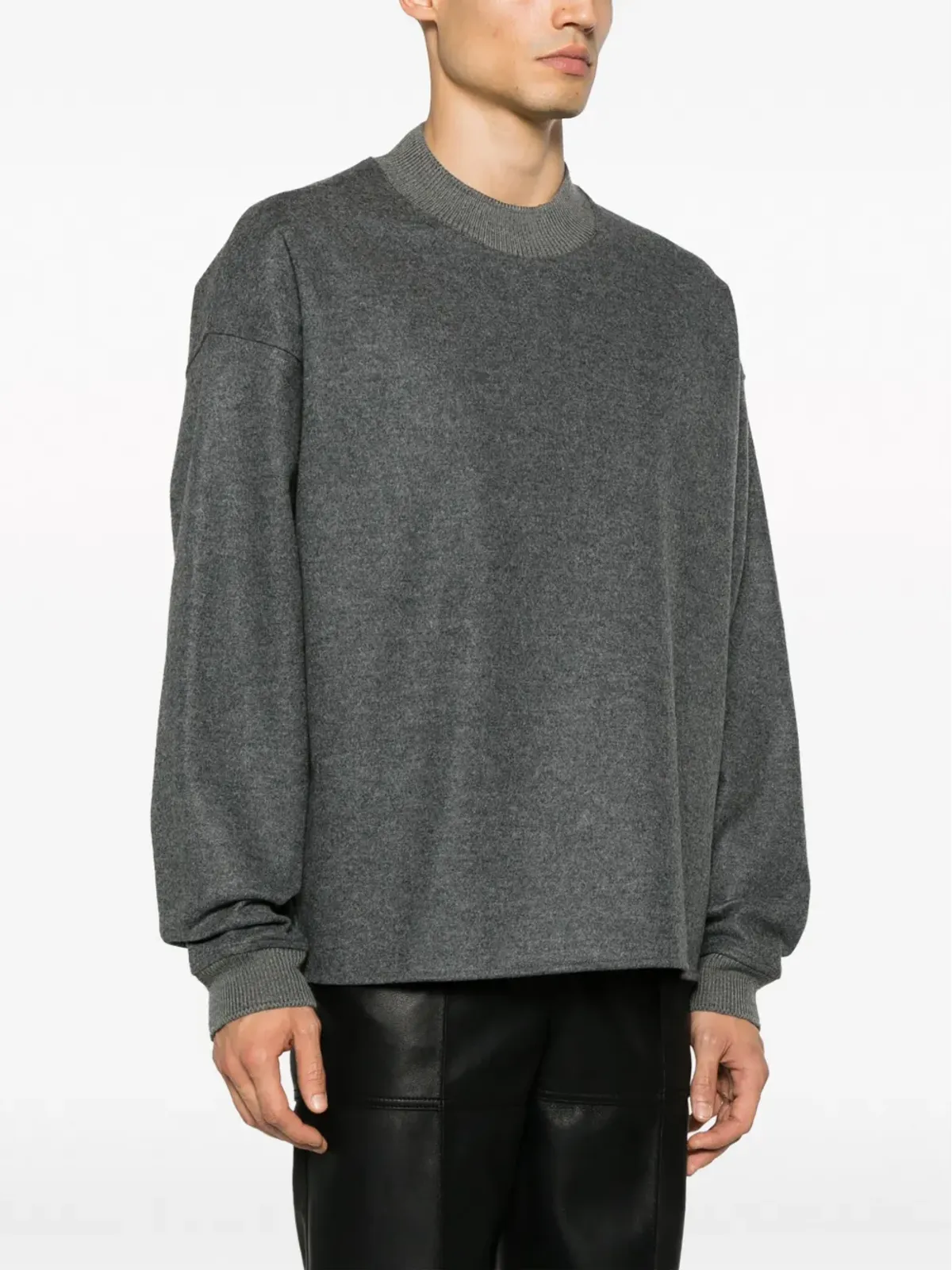 Jil Sander クルーネック フェルテッドウール ニットセーター グレー - 画像3