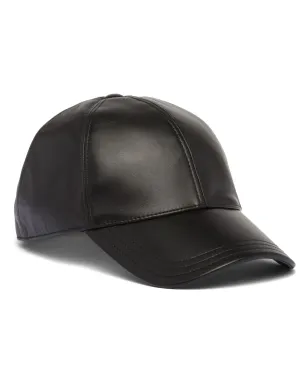 Prada 三角ロゴ レザー ベースボールキャップ ブラック - サムネイル1