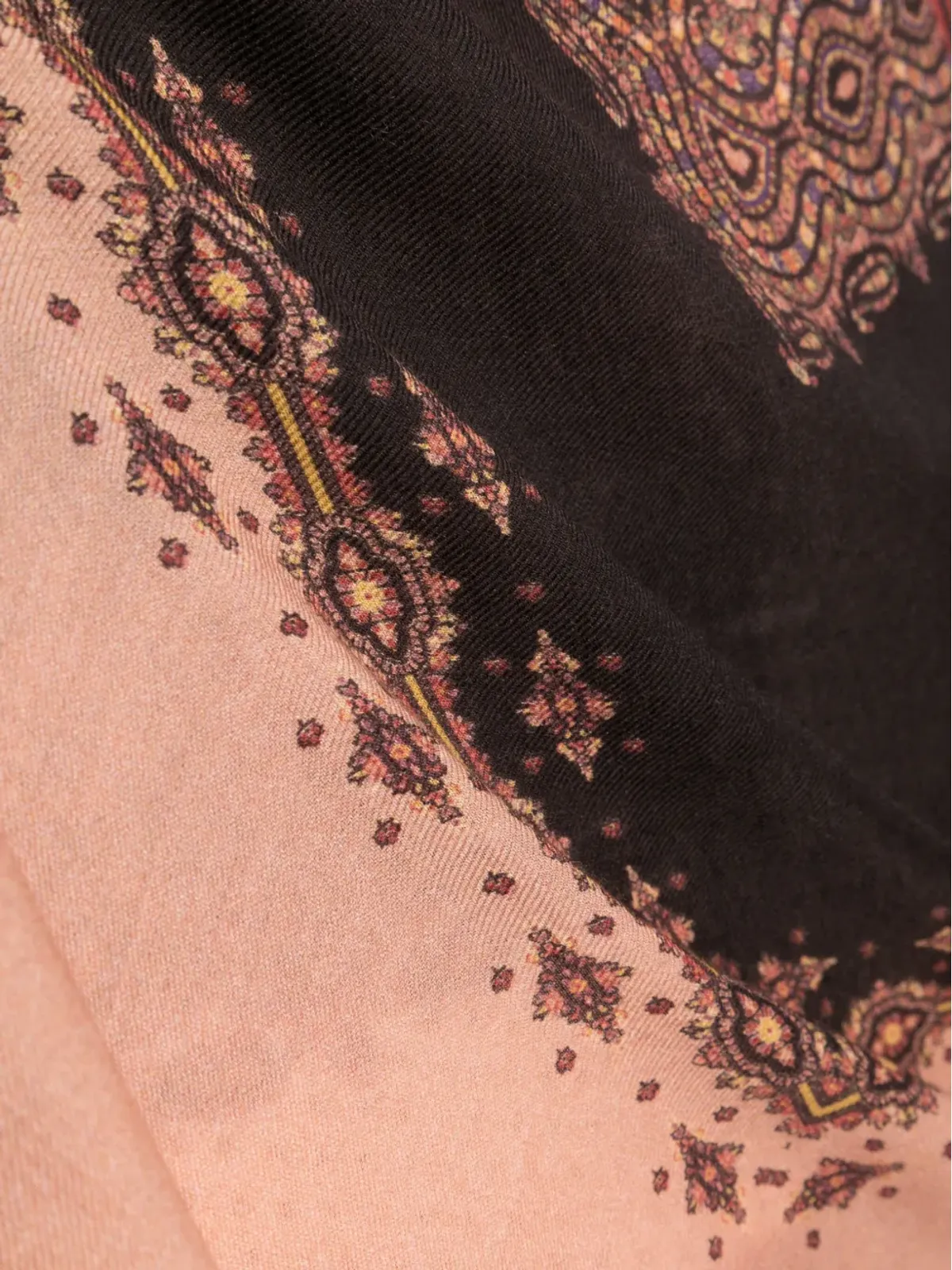 ETRO ペイズリー柄フリンジエッジスカーフ - ブラック - 画像3
