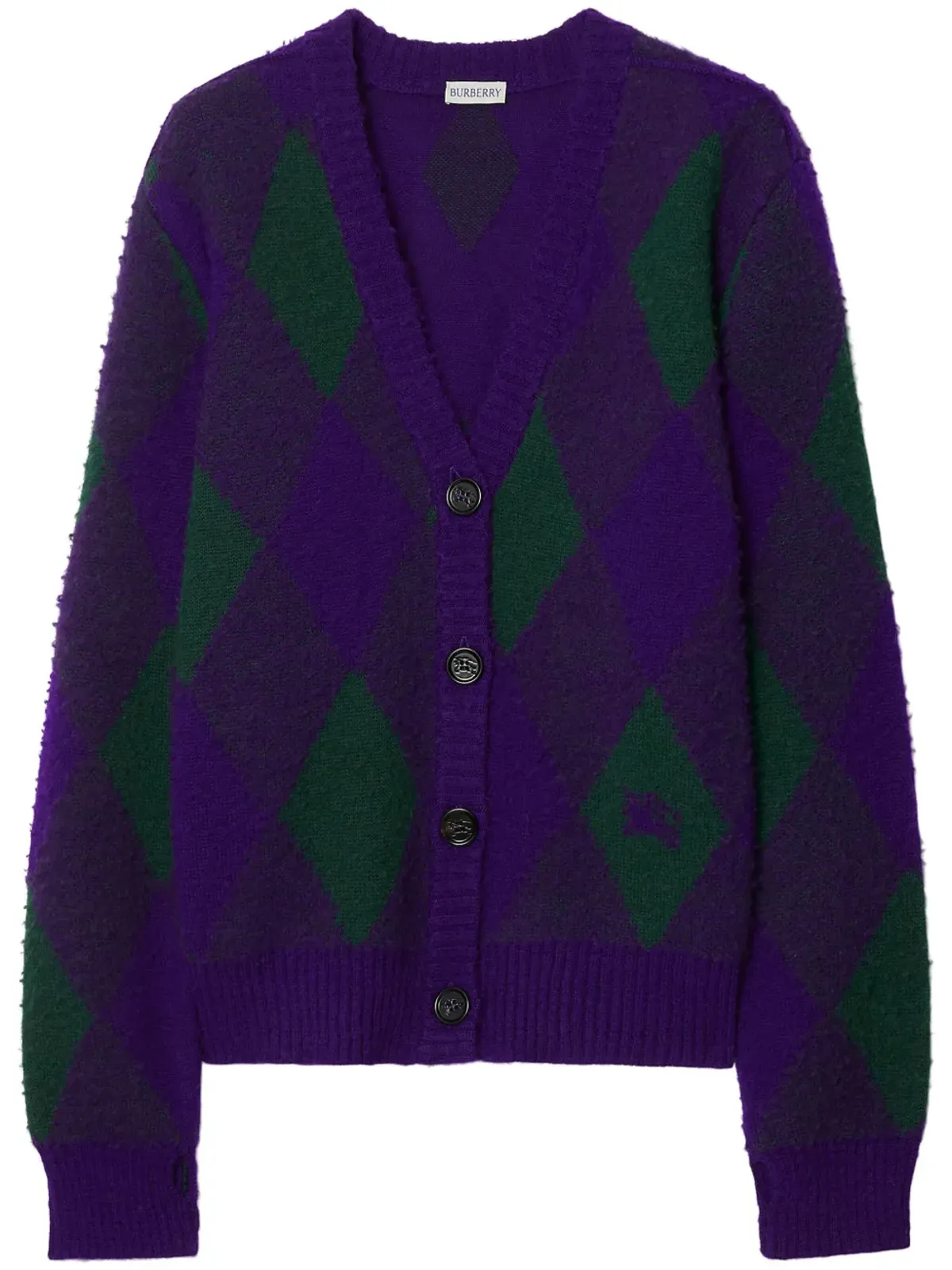Burberry アーガイルインターシャ ウール カーディガン - パープル - 画像1