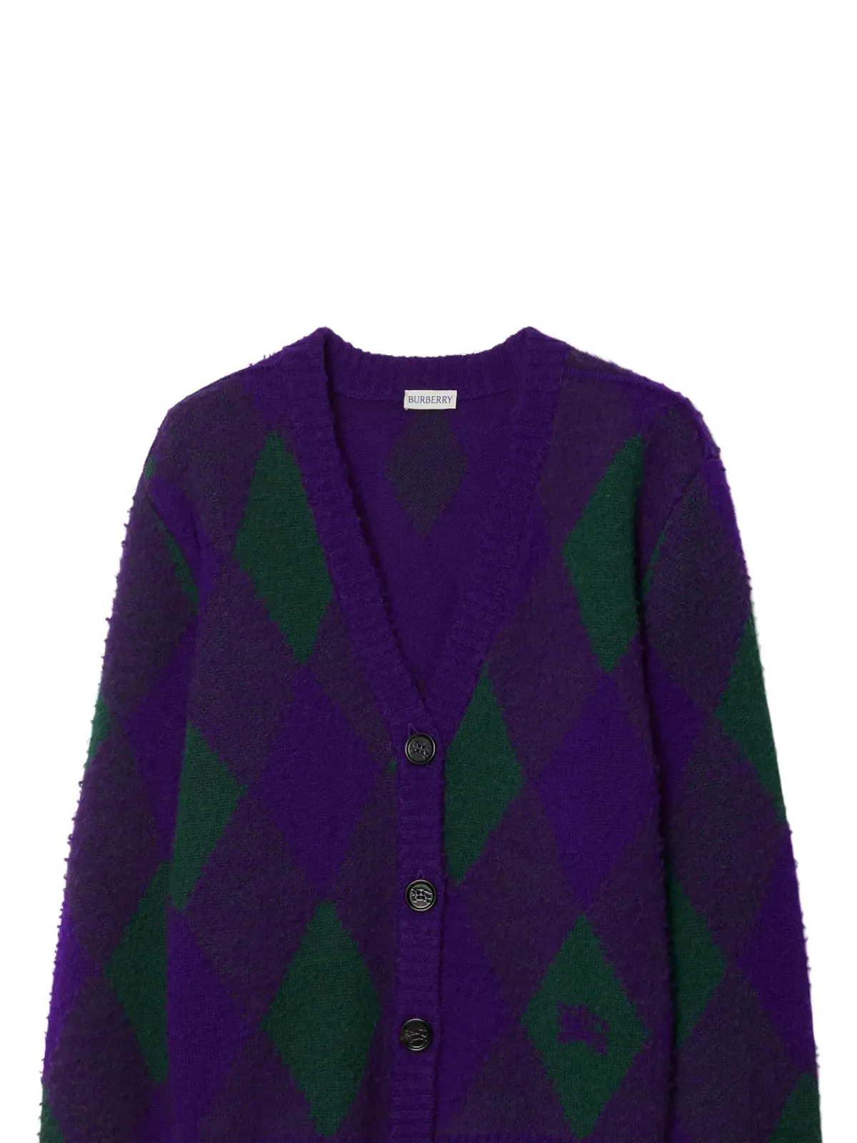 Burberry アーガイルインターシャ ウール カーディガン - パープル - 画像2