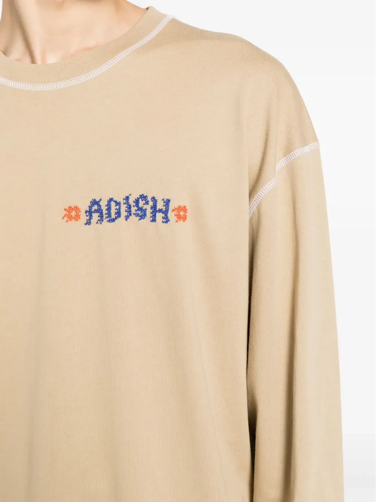 Adish Tatreez ロゴ刺繍 コットンTシャツ - ブラウン - 画像5