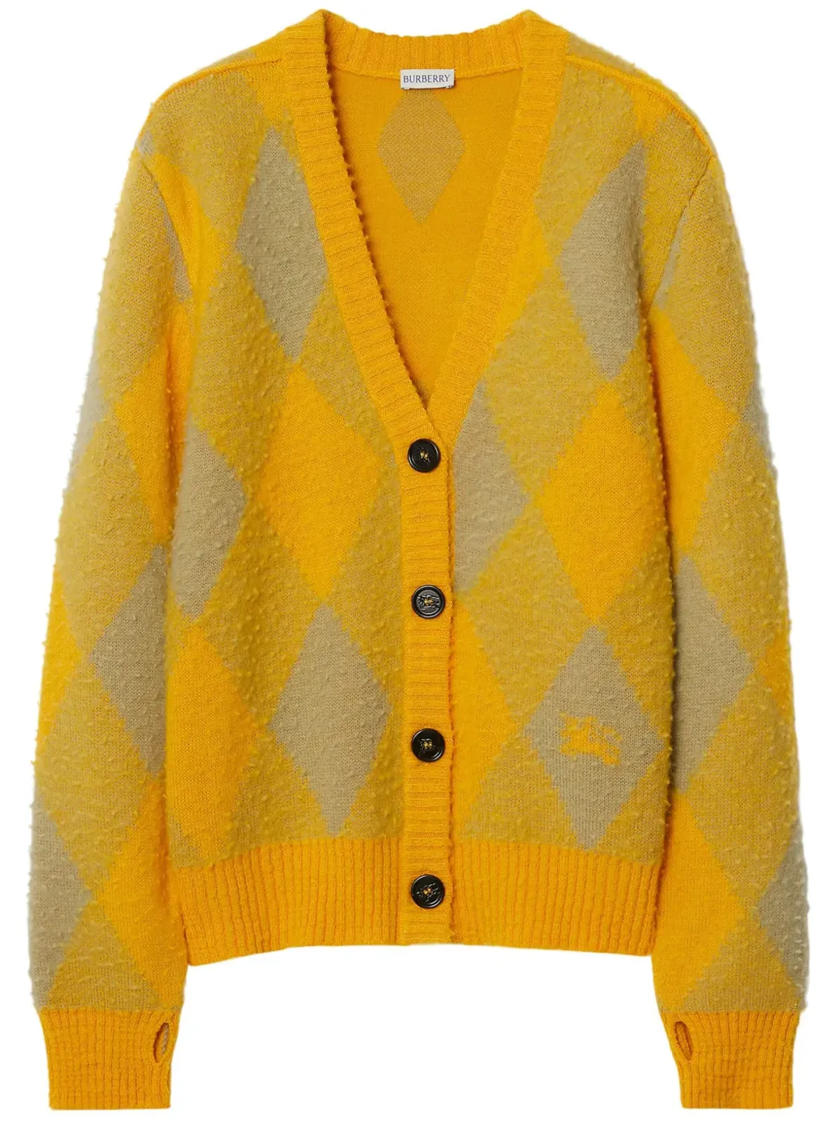 Burberry アーガイル柄ジャガードウールカーディガン オレンジ - 画像1