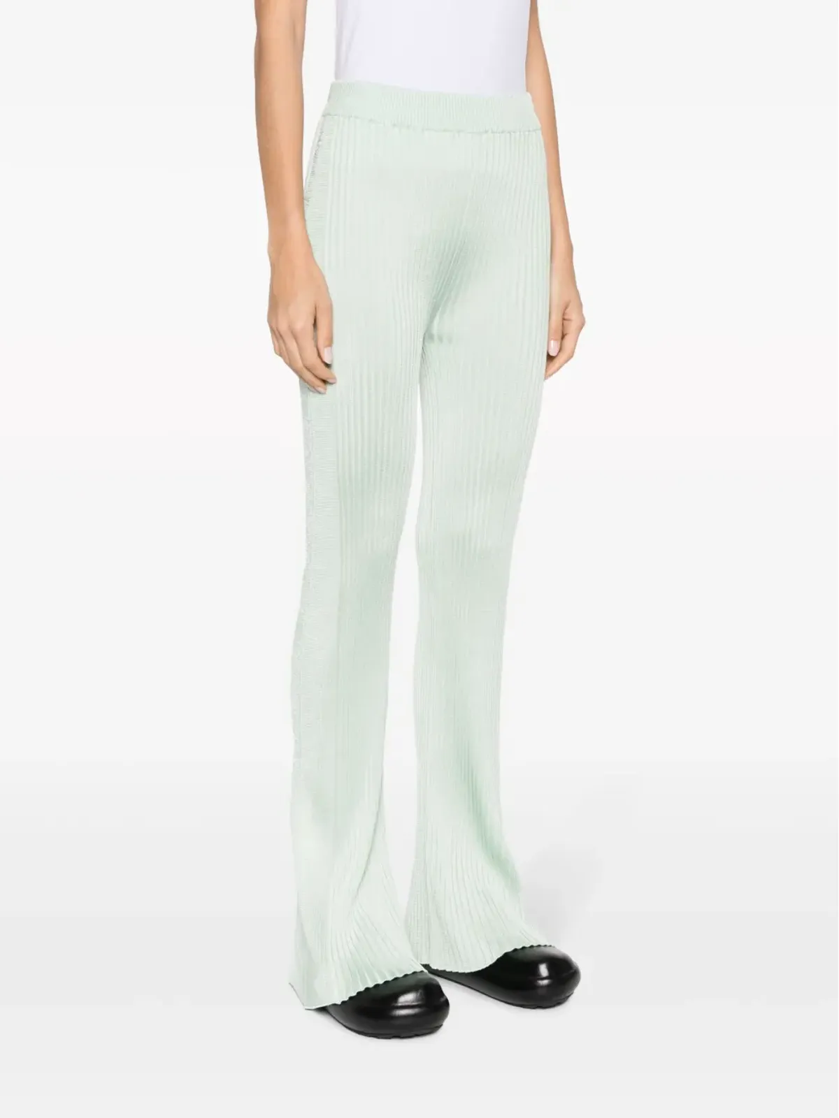Jil Sander グリーンの全プリーツフレアパンツ - 画像3