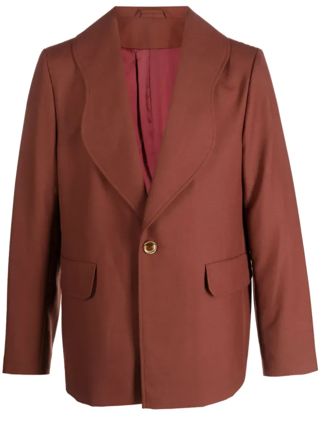 Séfr Séfr scallop-lapels single-breasted blazer - Orangeの商品画像