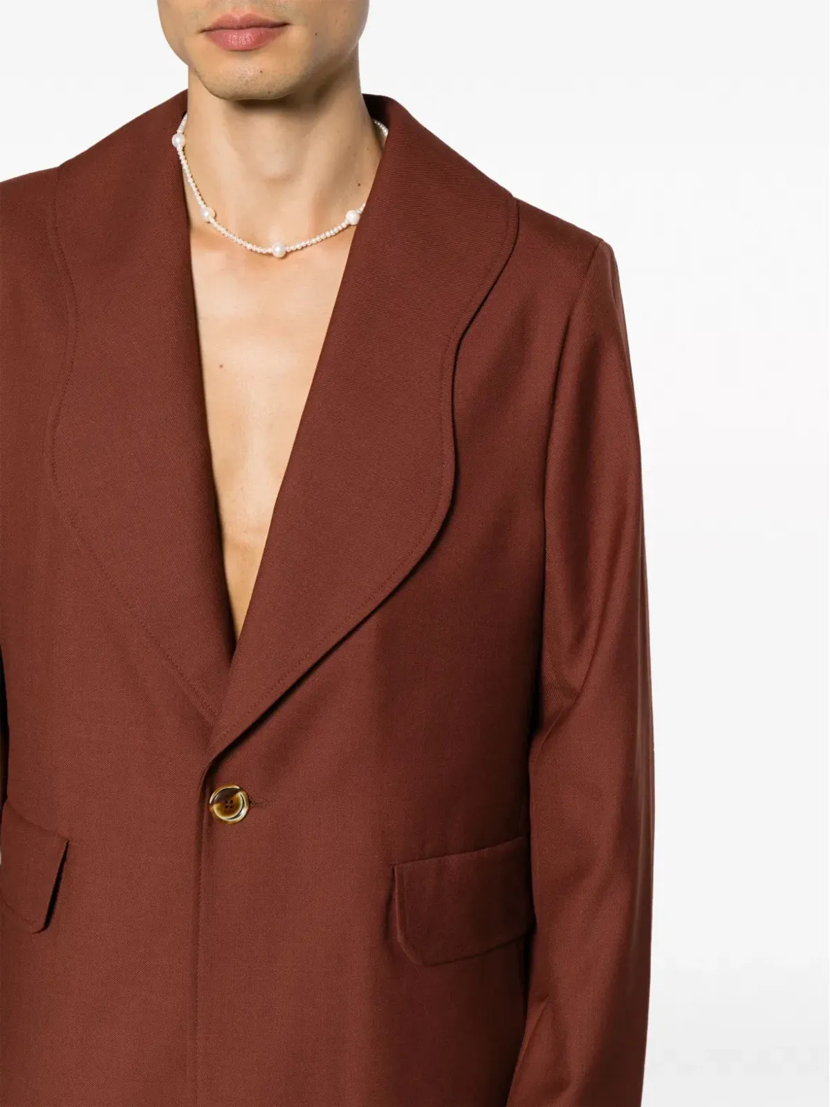 Séfr scallop-lapels single-breasted blazer - Orange - 画像5