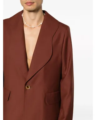 Séfr scallop-lapels single-breasted blazer - Orange - サムネイル5