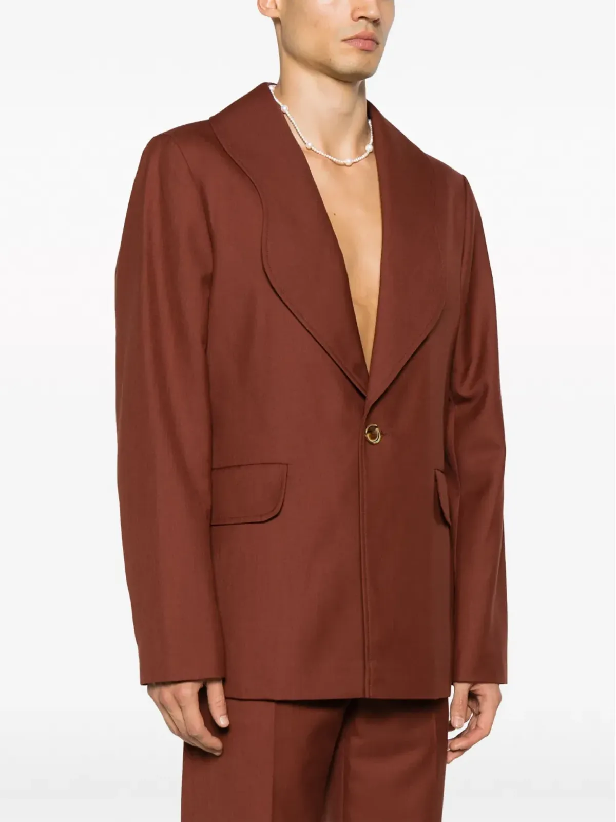 Séfr scallop-lapels single-breasted blazer - Orange - 画像3