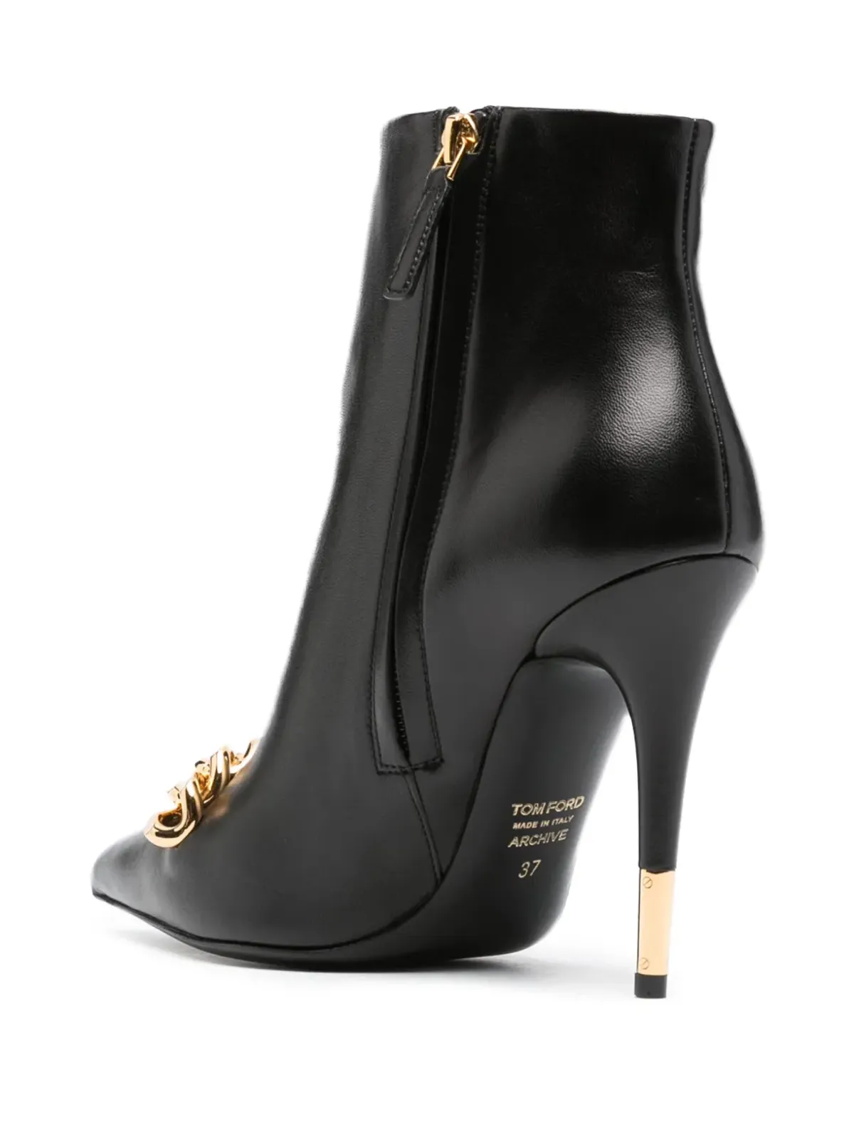 TOM FORD チェーンディテール レザー アンクルブーツ - ブラック - 画像3