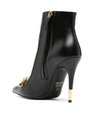TOM FORD チェーンディテール レザー アンクルブーツ - ブラック - サムネイル3