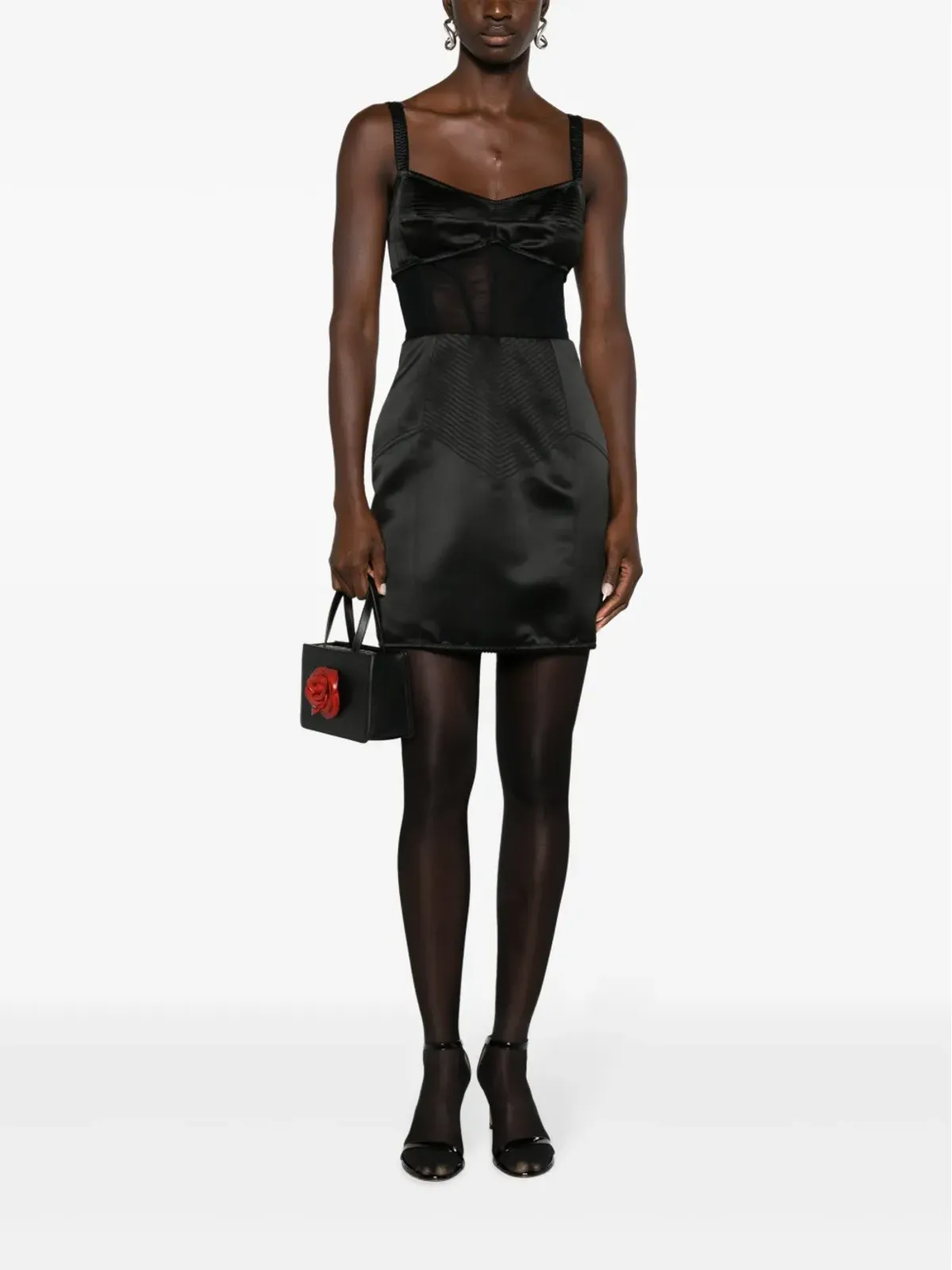 Dolce & Gabbana パネル入りシルクサテン コルセットドレス - ブラック - 画像2