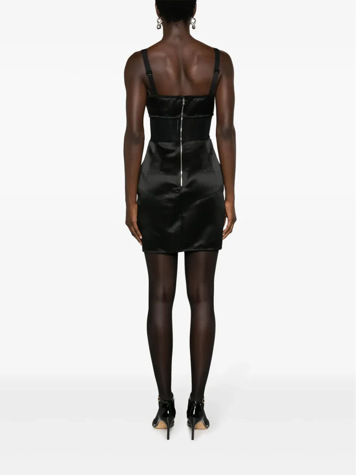 Dolce & Gabbana パネル入りシルクサテン コルセットドレス - ブラック - 画像4