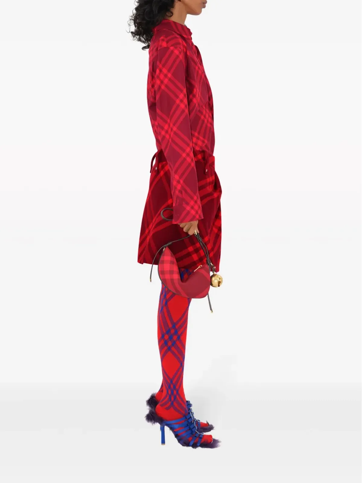 Burberry ミニ Shield チェック柄 ショルダーバッグ - レッド - 画像2