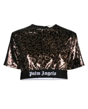 Palm Angels スパンコール装飾のクロップトップ ブラウン - サムネイル1