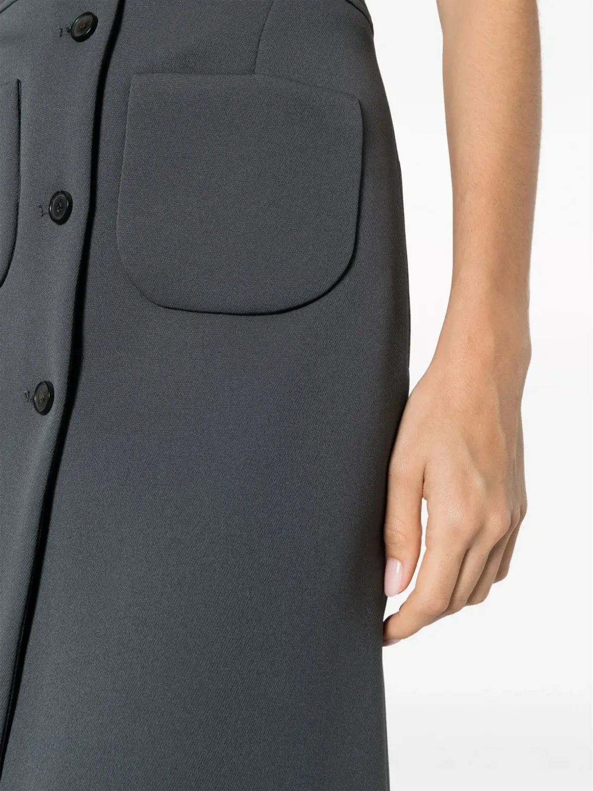 Courrèges Aライン コットン ミディスカート - グレー - 画像5