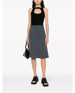 Courrèges Aライン コットン ミディスカート - グレー - サムネイル2