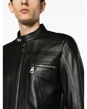 Dolce & Gabbana ジップアップ レザー バイカージャケット - ブラック - サムネイル5