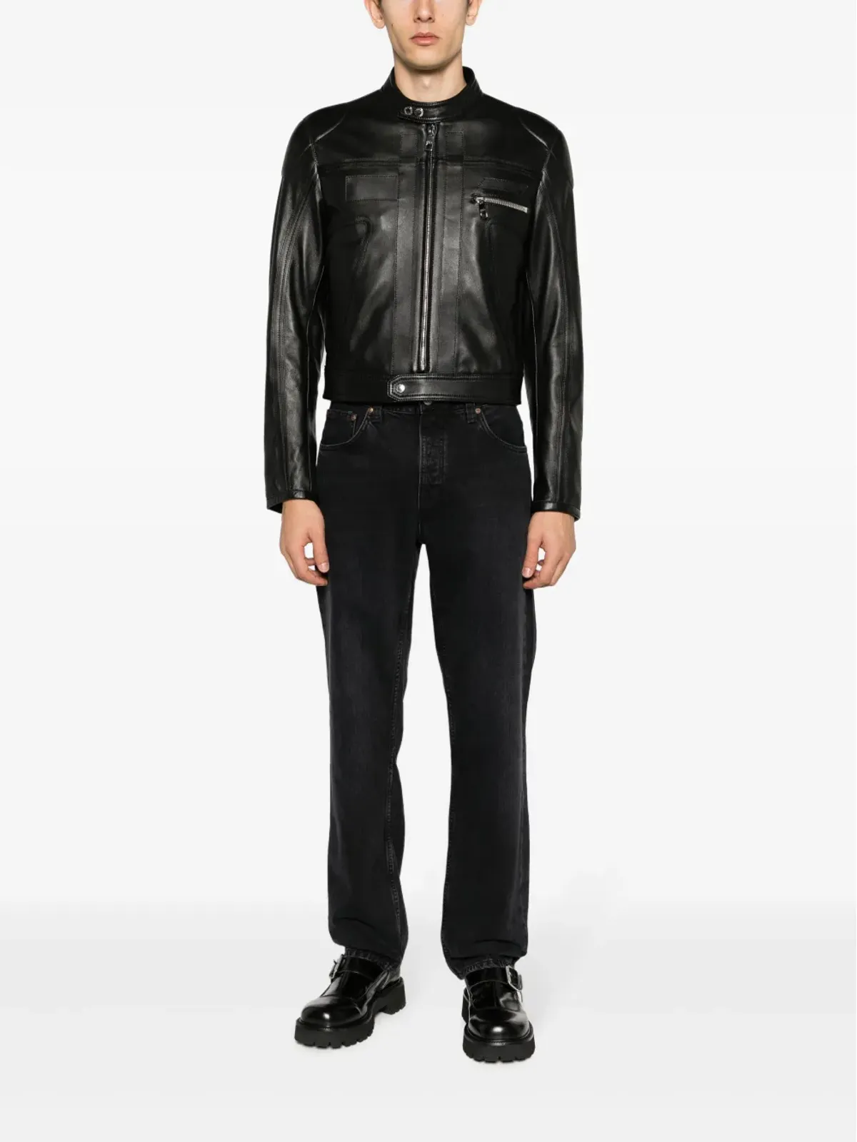 Dolce & Gabbana ジップアップ レザー バイカージャケット - ブラック - 画像2