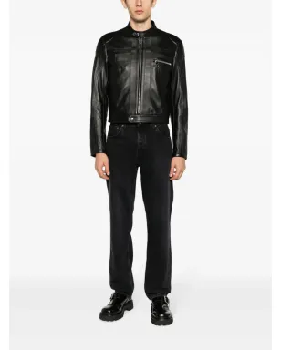 Dolce & Gabbana ジップアップ レザー バイカージャケット - ブラック - サムネイル2