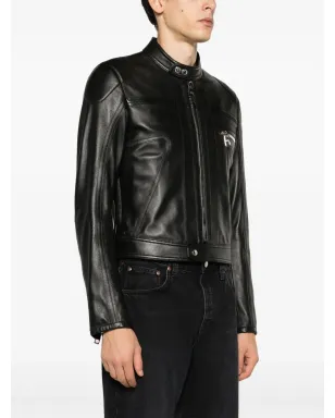 Dolce & Gabbana ジップアップ レザー バイカージャケット - ブラック - サムネイル3