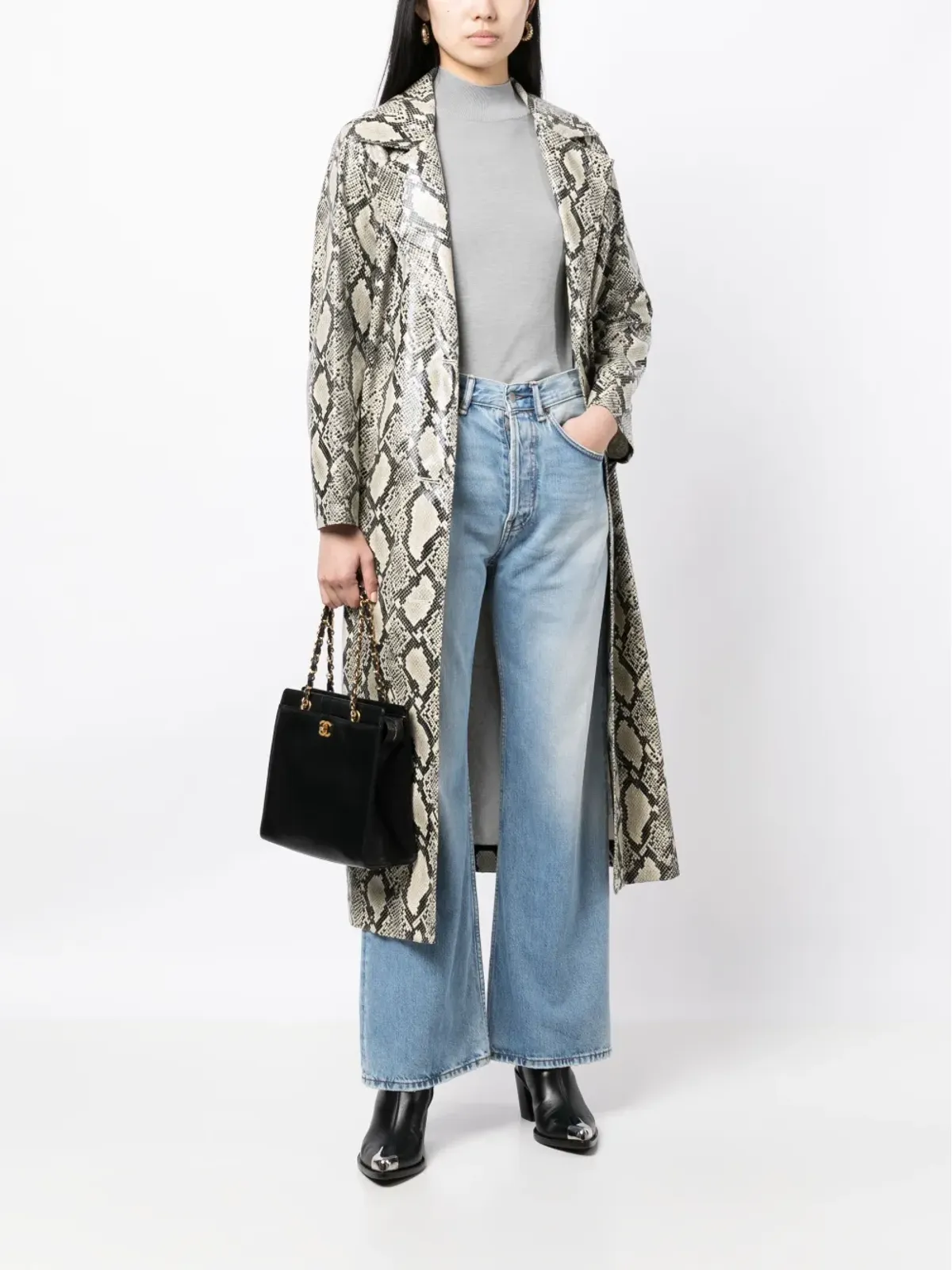 CHANEL ビンテージ CCターンロック ハンドバッグ ブラック - 画像2