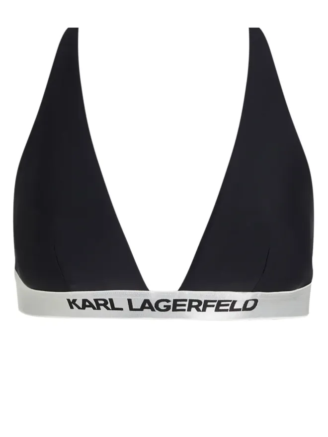 Karl Lagerfeld Karl Lagerfeld ロゴ入りアンダーバンド付きトライアングルビキニトップ - ブラックの商品画像