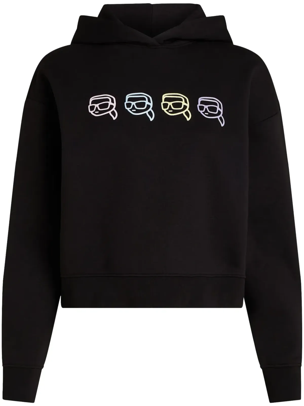 Karl Lagerfeld Ikon Outline オーガニックコットン フーディ - ブラック - 画像1
